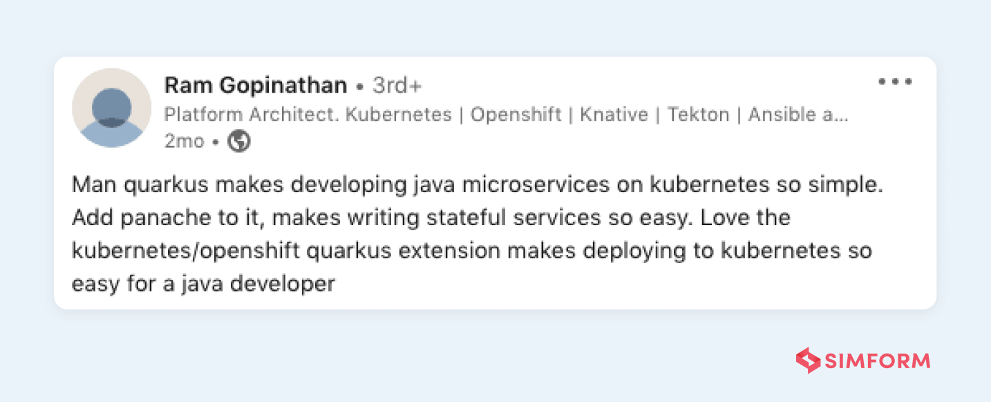 Quarkus tweet microservices framework